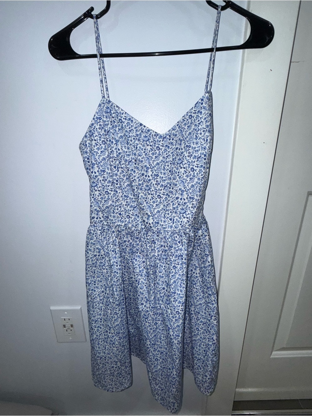 H&M Blue Floral Spaghetti Strap Dress